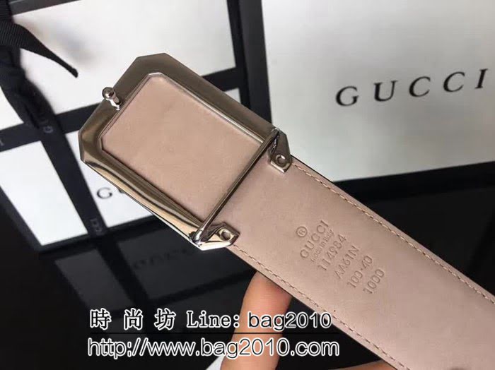 古馳CUCCI 雙面進口皮 四方鏤空拋光五金銅扣 款式百搭男士皮帶 GHG1252